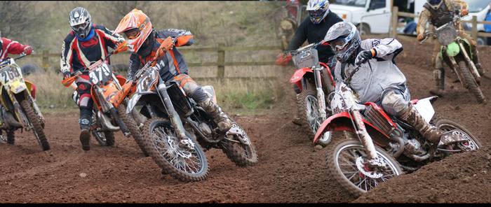 Riders battling into a corner